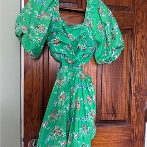 Floral Green Dress cut out dress